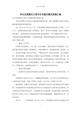 单位巡视整改方面存在问题及整改措施汇编