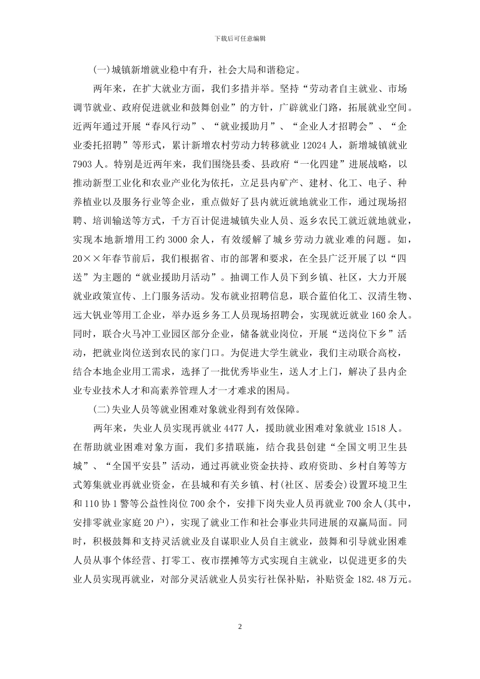 县就业专项资金使用管理情况自查报告_第2页