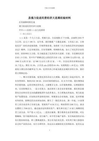 县强力促进民营经济大发展经验材料