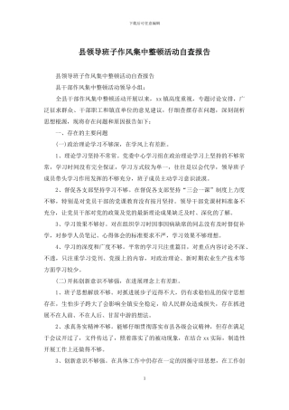 县领导班子作风集中整顿活动自查报告