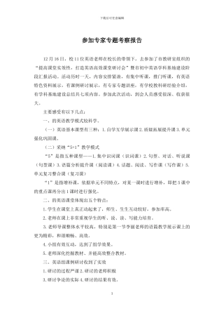 参加专家专题考察报告