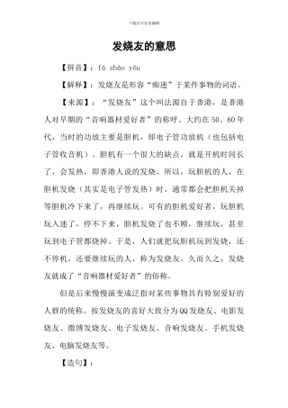 发烧友的意思