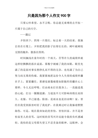只是因为那个人作文900字