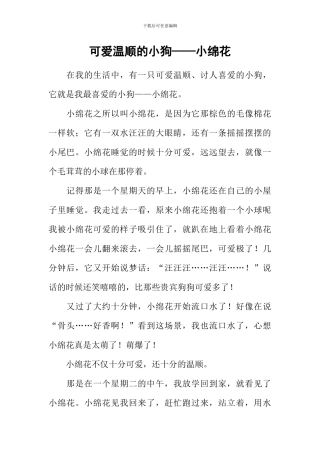 可爱温顺的小狗——小绵花