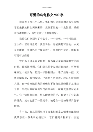 可爱的乌龟作文900字