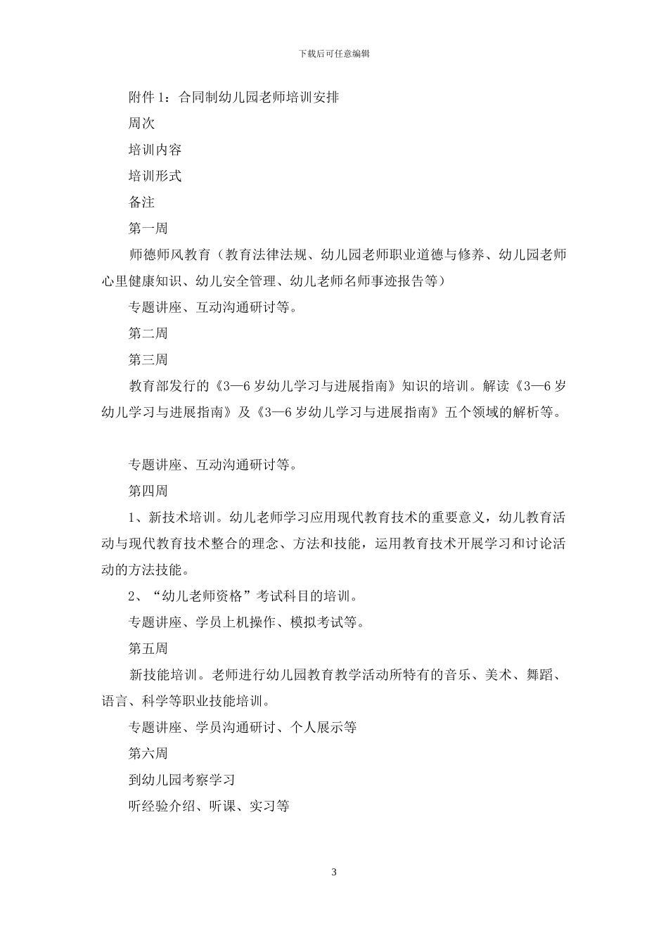 合同制幼儿教师培训方案_第3页