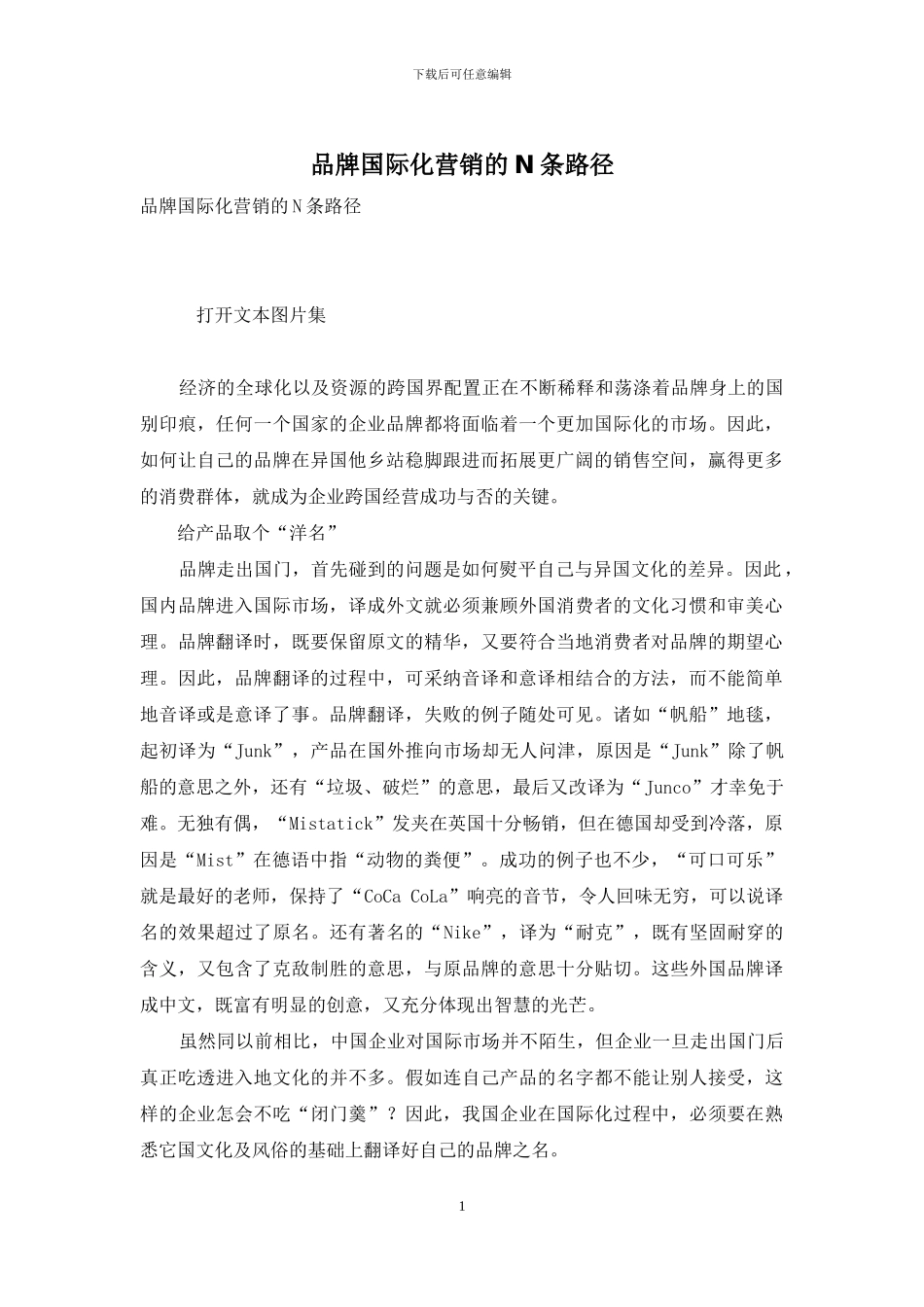 品牌国际化营销的N条路径_第1页