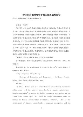 哈尔滨对俄跨境电子商务发展战略研究