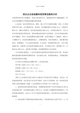 商业企业场地整体租赁筹划案例分析