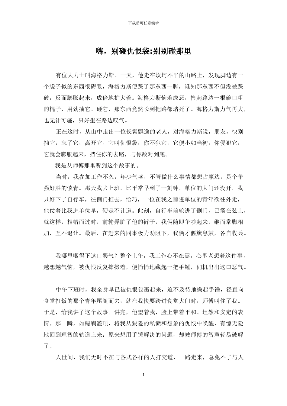 嗨-别碰仇恨袋-别别碰那里_第1页