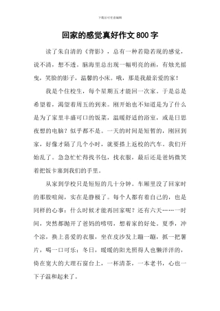 回家的感觉真好作文800字