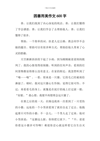 因善而美作文600字
