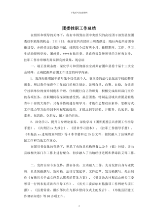 团委挂职工作总结