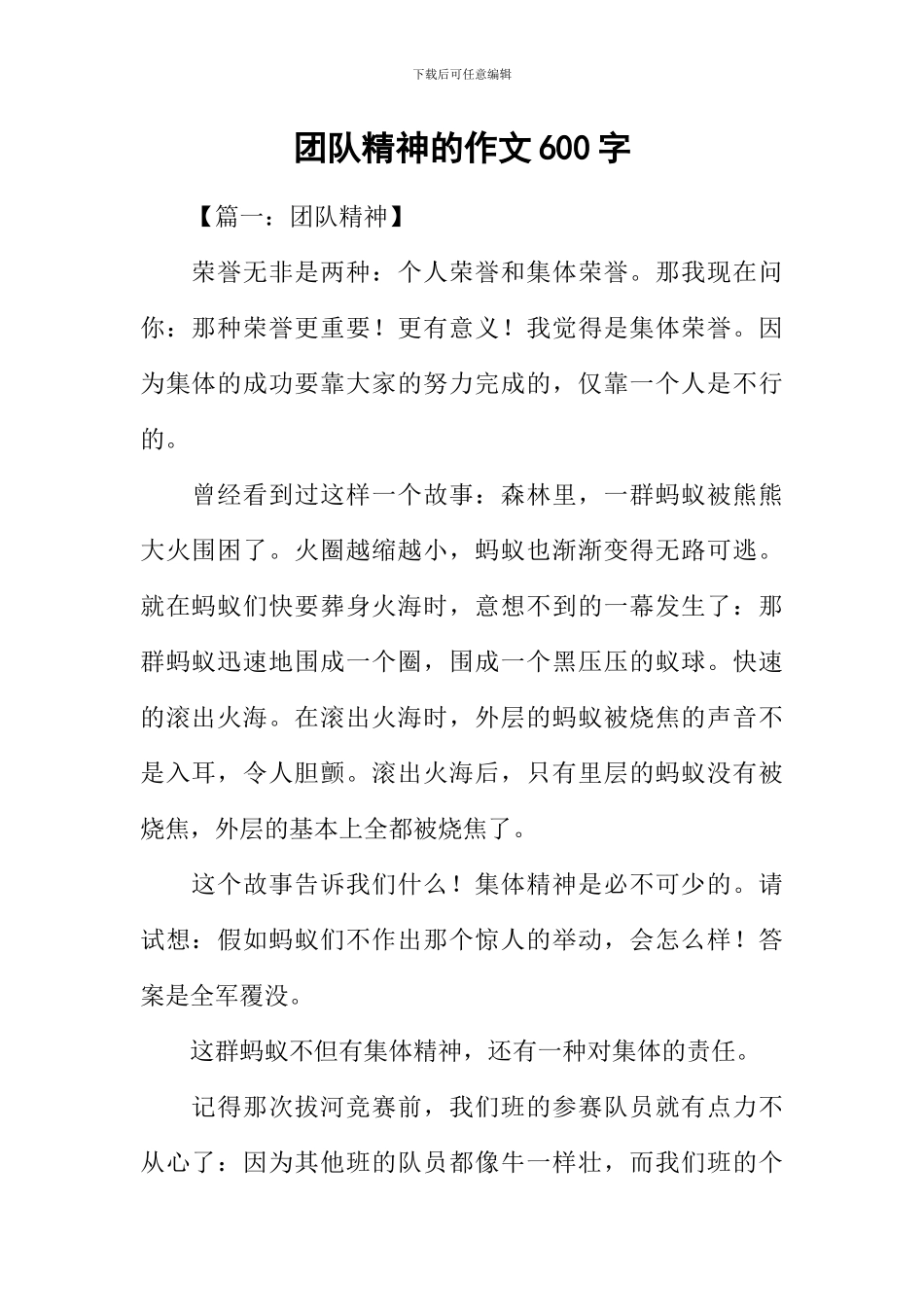 团队精神的作文600字_第1页