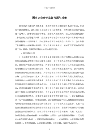 国有企业会计监督问题与对策