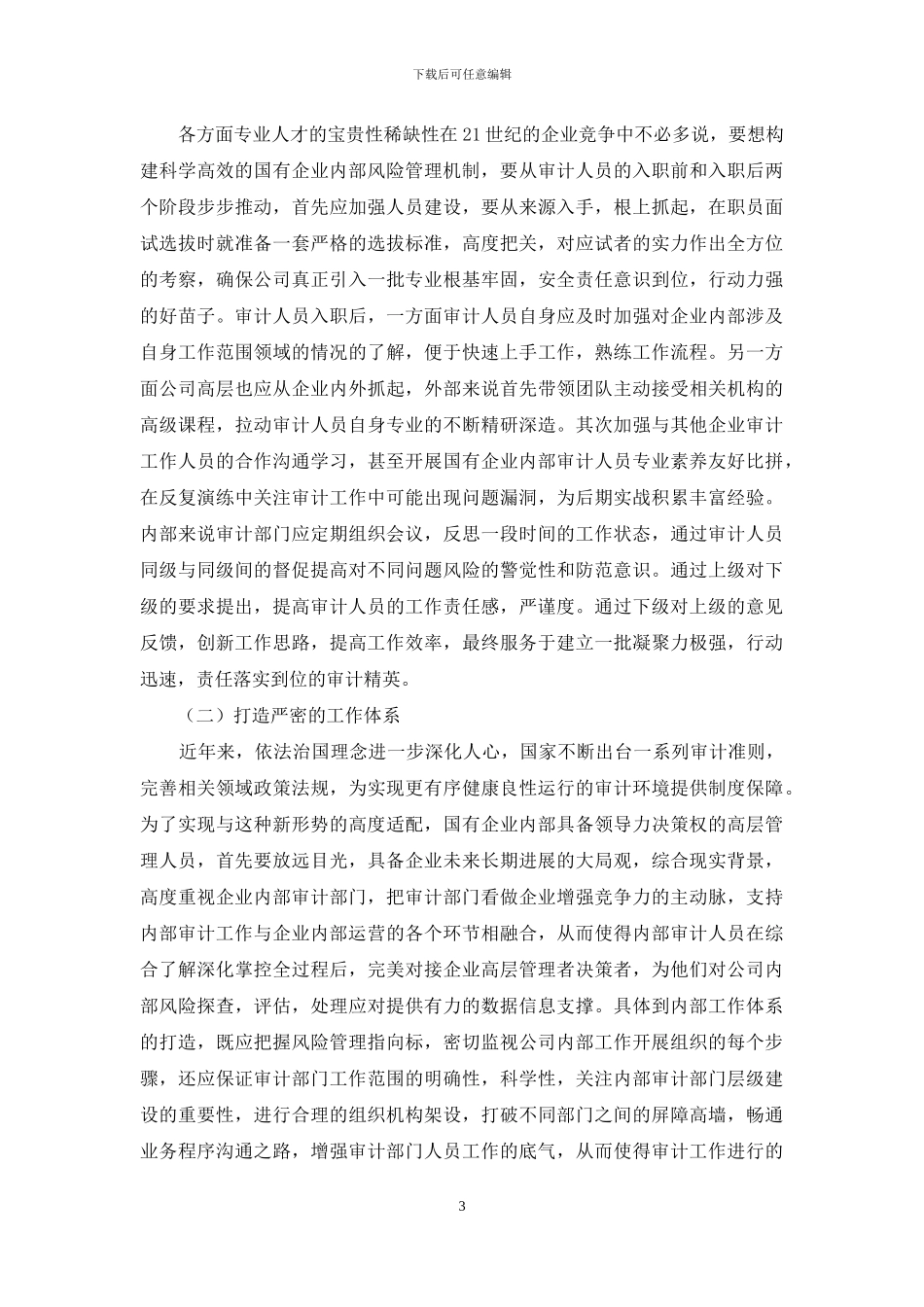国有企业内部审计与风险管理机制的构建及应用策略研究_第3页