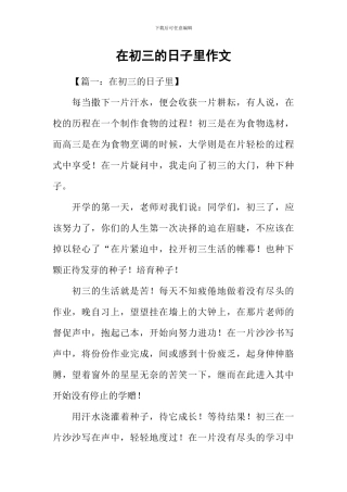 在初三的日子里作文
