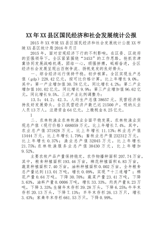 XX年XX县区国民经济和社会发展统计公报_1
