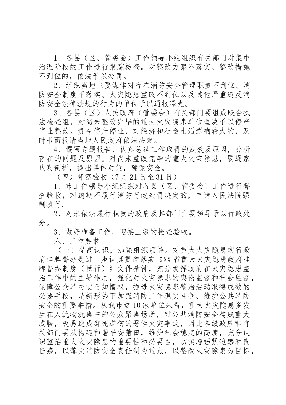 XX市重大火灾隐患政府挂牌督办整改工作方案_第3页