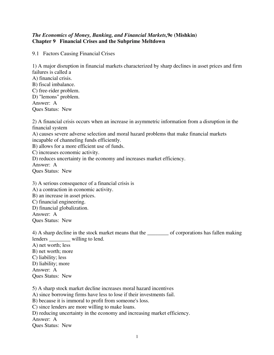 moneyandbanktestbankchap09_第1页