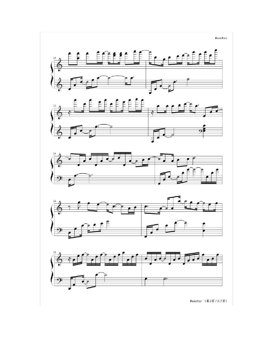 Monster(BigBang)钢琴谱_第3页
