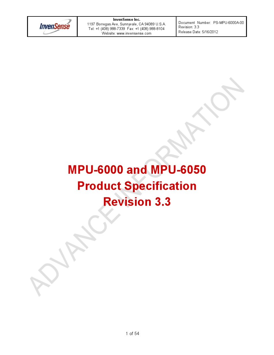 MPU6050产品说明书_第1页