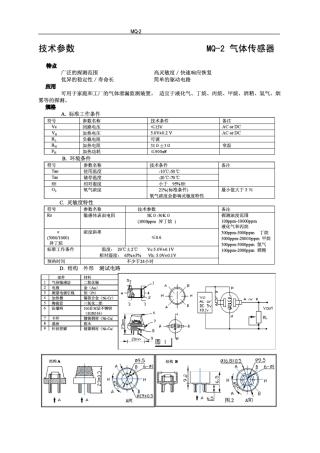 MQ系列传感器规格