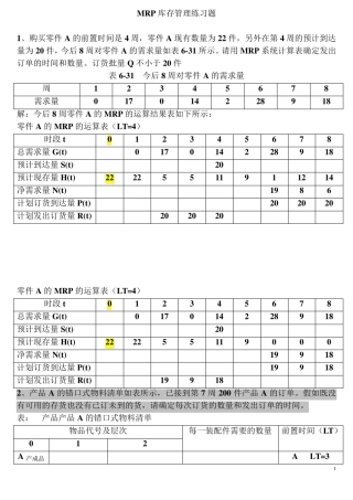 MRP计算题