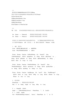 VB中打印机选择