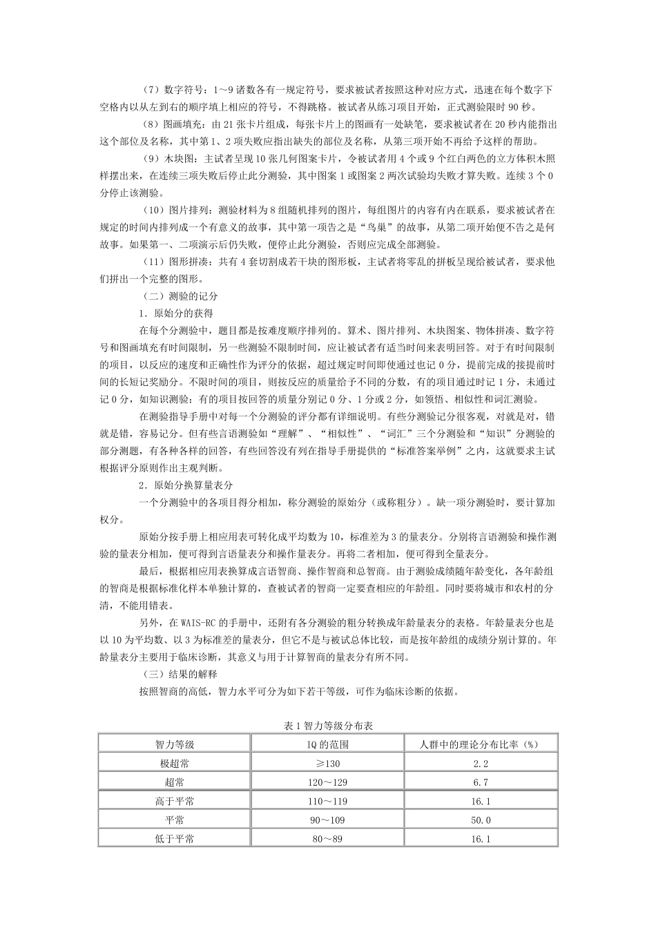 WAIS—RC(韦氏成人智力量表)_第2页