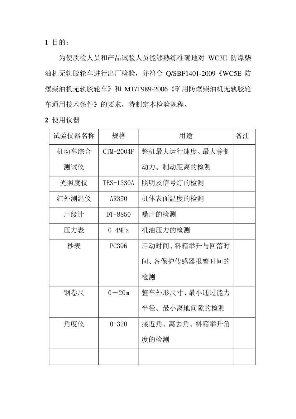 WC3E防爆柴油机无轨胶轮车检验规程_第2页
