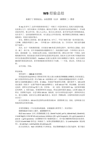WB方法经验总结