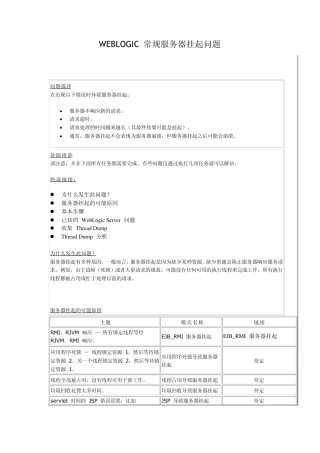 WEBLOGIC常规服务器挂起问题