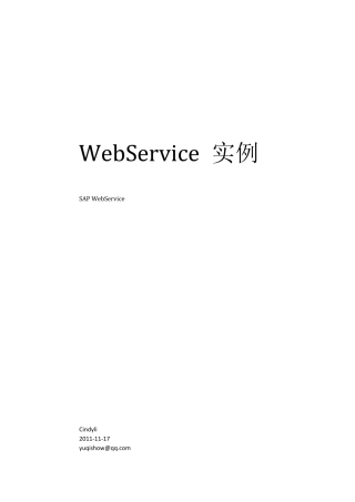 WebService实例适用于ECC6.0开发环境