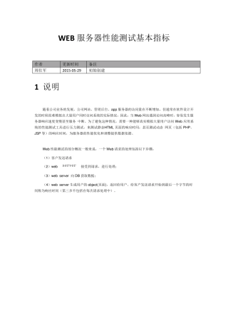 WEB服务器性能测试基本指标