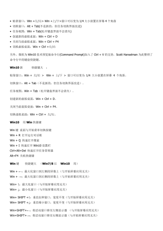 Win10快捷键大全