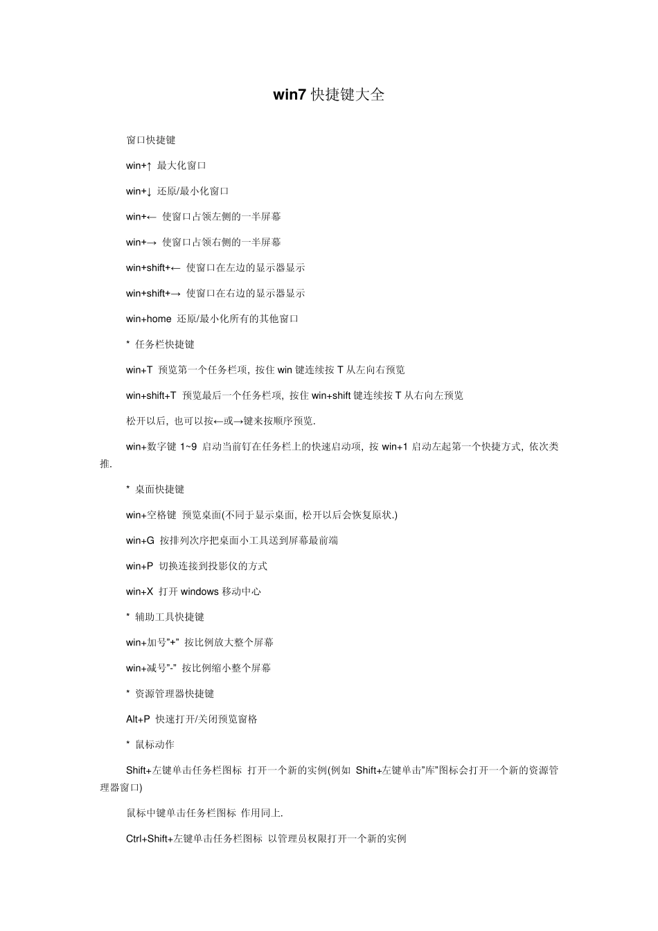 win7快捷键大全,想找的都有_第1页
