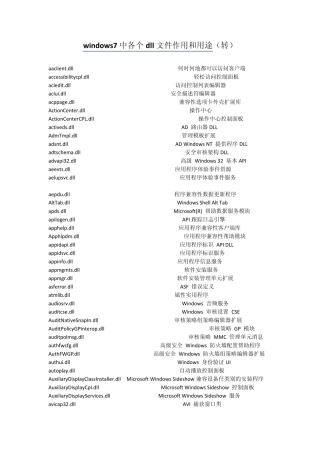 windows7中各个dll文件作用和用途