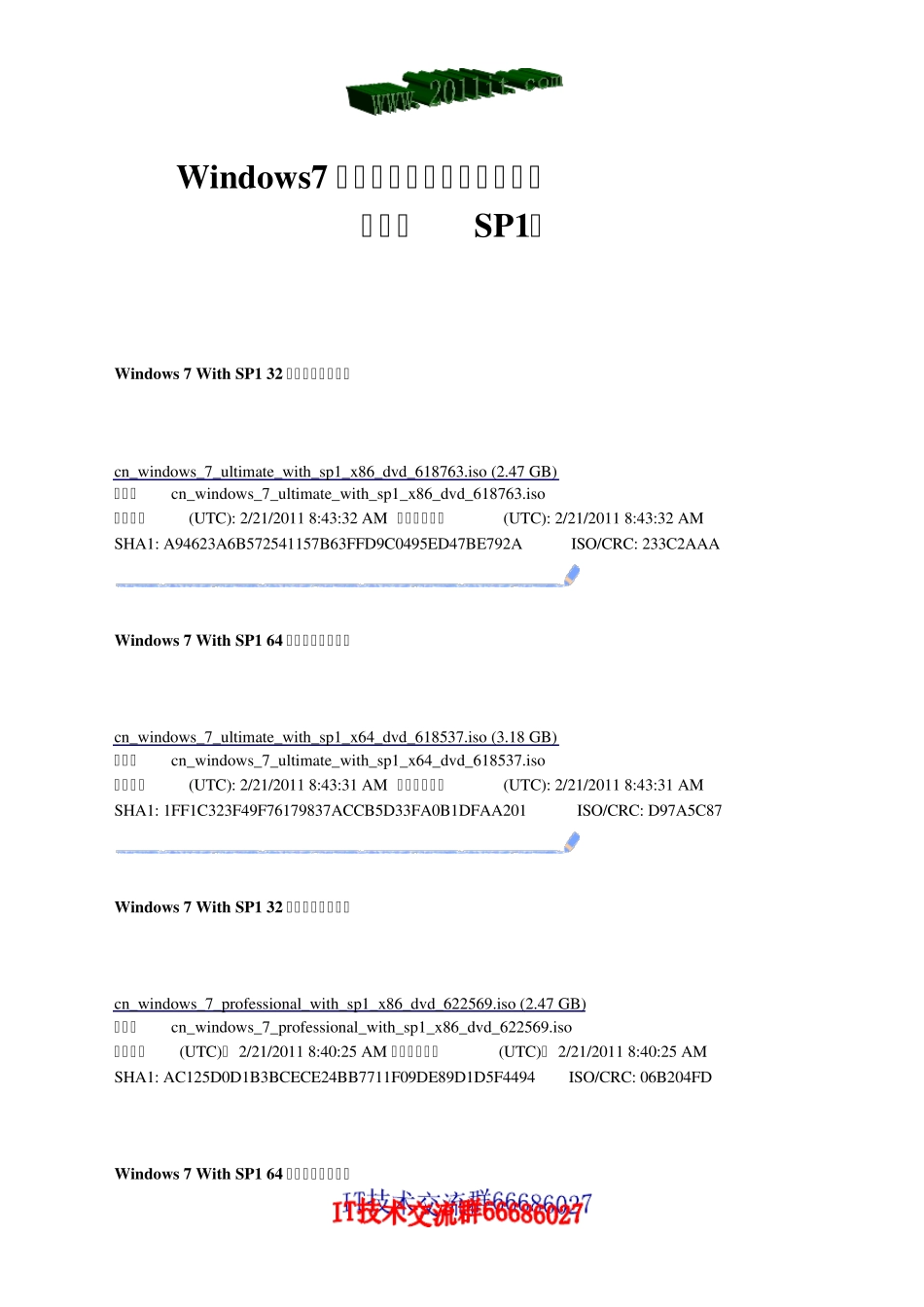 Windows7微软原版光盘镜像下载大全(集成SP1)_第1页