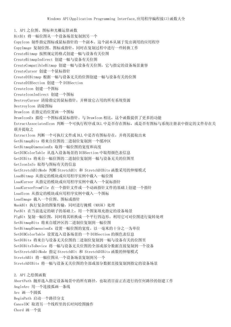 WindowsVCMFC函数大全(API函数)_第1页