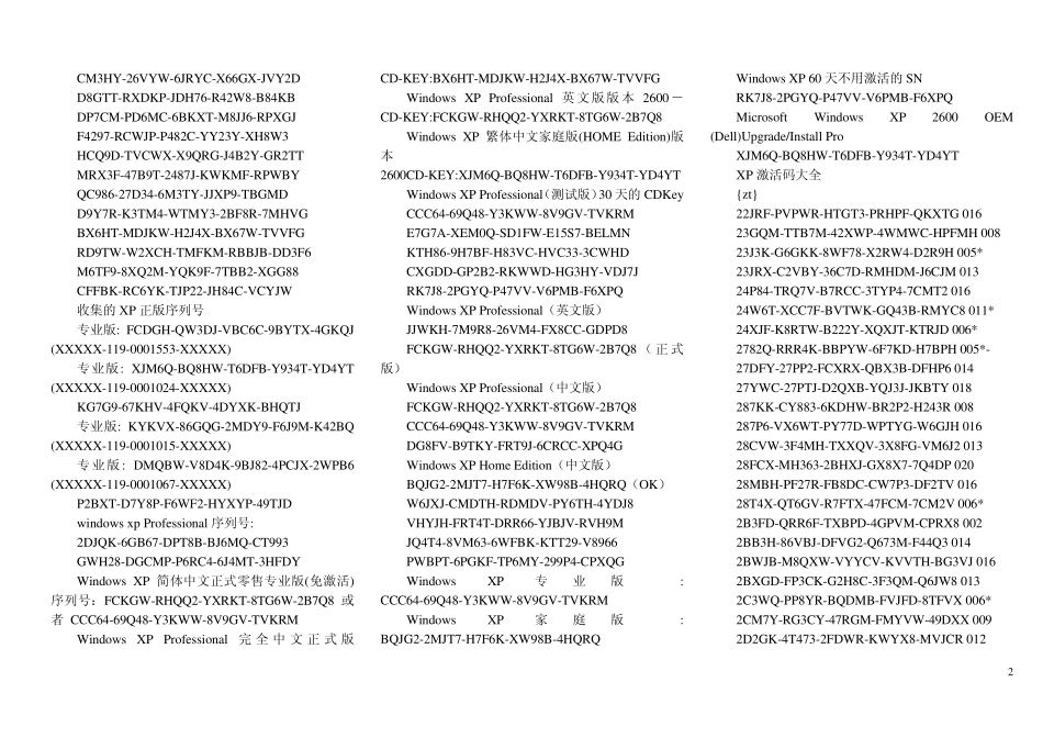 WindowsXP专业版最新注册码_第2页