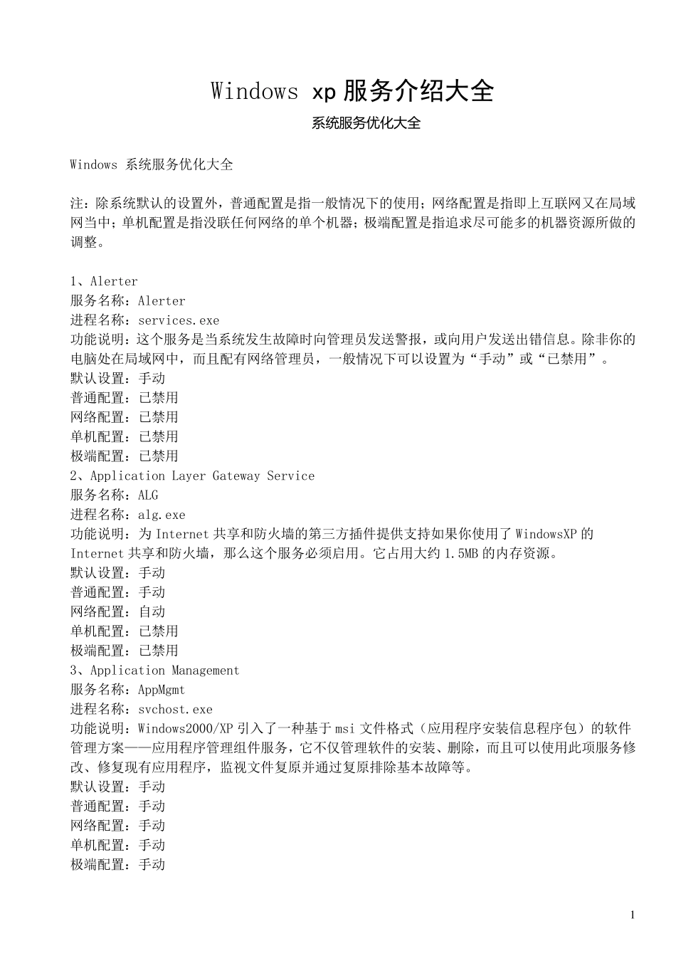 Windowsxp服务介绍大全_第1页