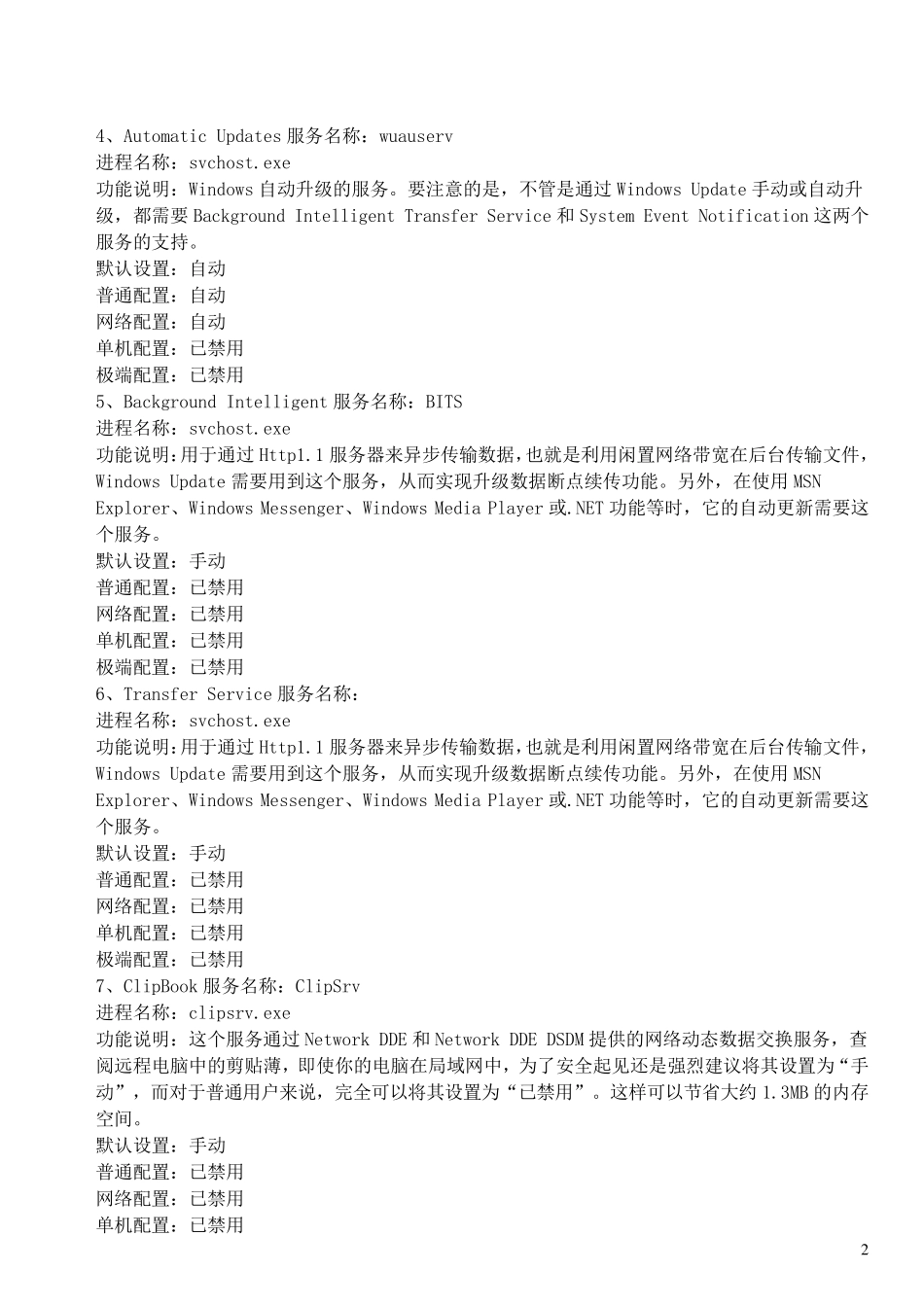 Windowsxp服务介绍大全_第2页