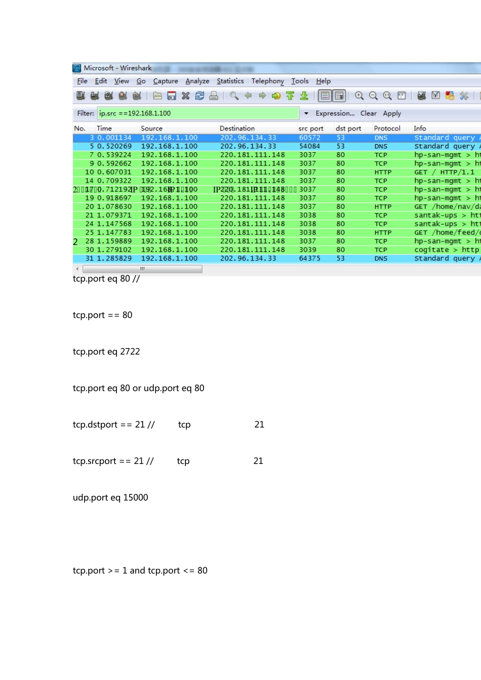Wireshark显示过滤规则实验_第2页