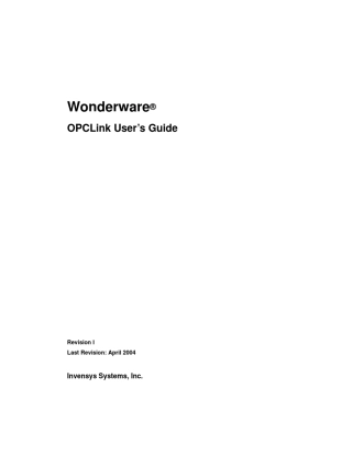 WonderwareOPCLinkUser'SGuider