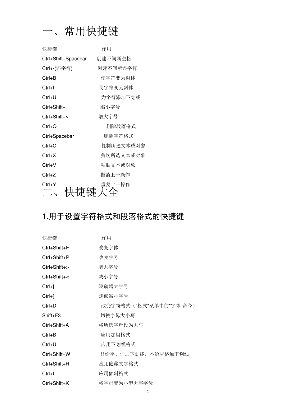 WORD快捷键大全(带目录方便查找)_第2页
