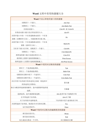 Word文档中常用快捷键大全
