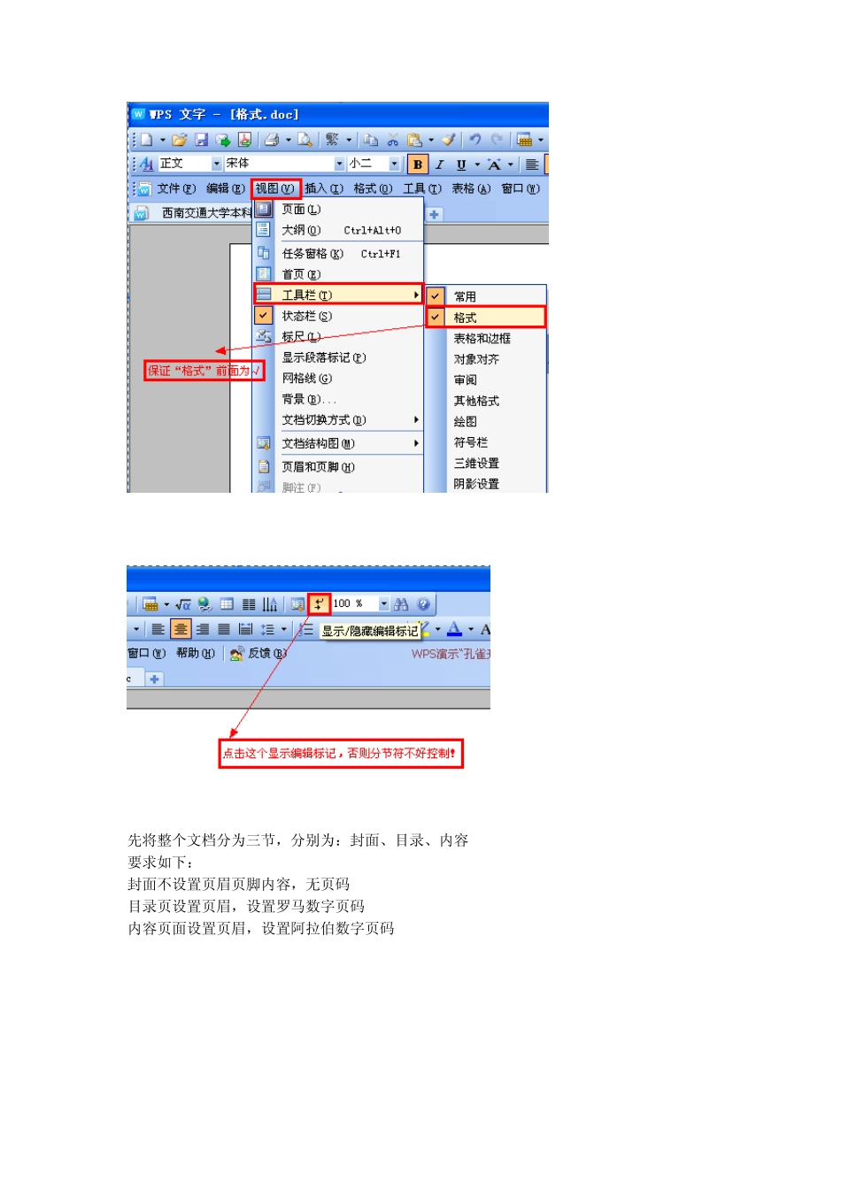 wps里任意设置页码：封面不设置页码,目录页和内容页页码格式不一样的_第1页