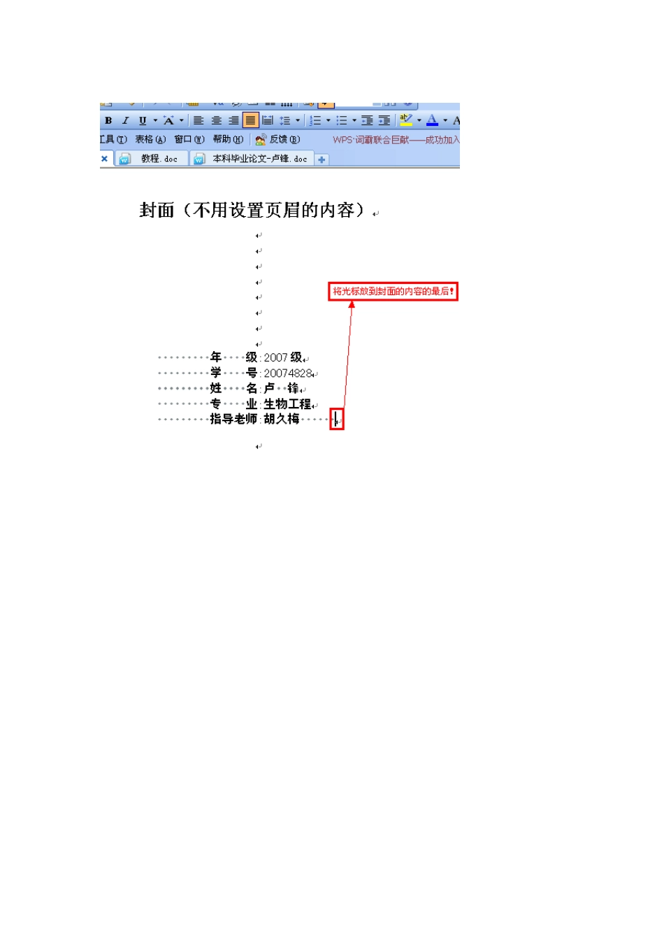 wps里任意设置页码：封面不设置页码,目录页和内容页页码格式不一样的_第2页