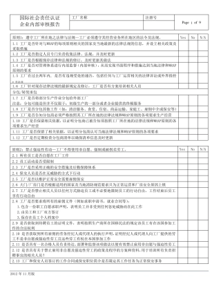 WRAP内部审核记录